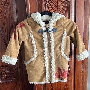 Catimini Cream and Brown Plush Coat